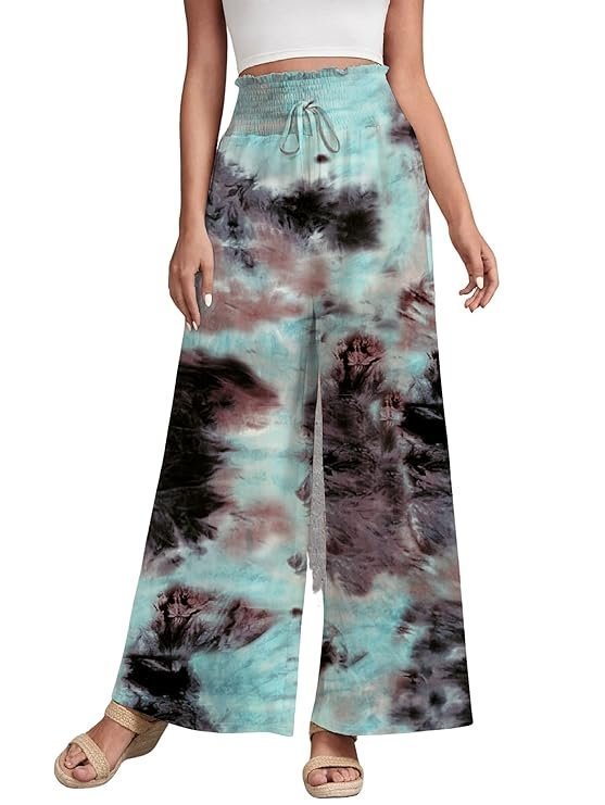 71ez5o0GM2L._SY741_.jpg Reyon Printed Loose Fit Flared Wide Leg Palazzo's Pants for Women Multicolors - Image 1