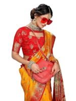 Sarees for Women Wear Cotton Silk Banarasi Sari Kanjivaram Soft 2024 Wedding Original Pure Kanchipuram Pattu Sadi with Blouse Piece (Barmasi) - Image 3